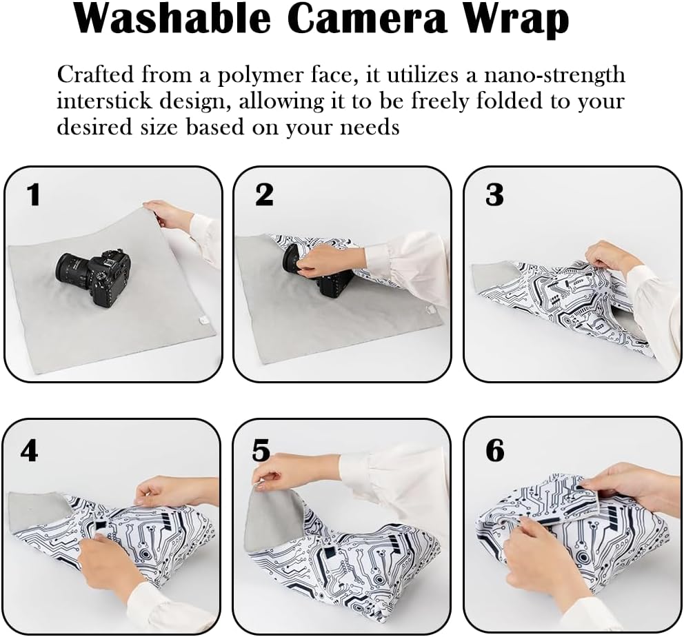 ZORBES® Camera Lens Wrapping Cloth 45x45cm Magic Grippy Multi-Use Fashion Print Design Non-Slip Waterproof Silicone-Coated Organizer Wrap for Tools Gears Accessories 2PCS ZORBES® Camera Lens Wrapping Cloth 45x45cm Magic Grippy Multi-Use Fashion Print Design Non-Slip Waterproof Silicone-Coated Organizer Wrap for Tools Gears Accessories 2PCS